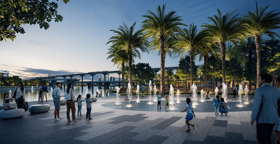 Address Residences — the fountain plaza on the waterfront, render (Emaar)