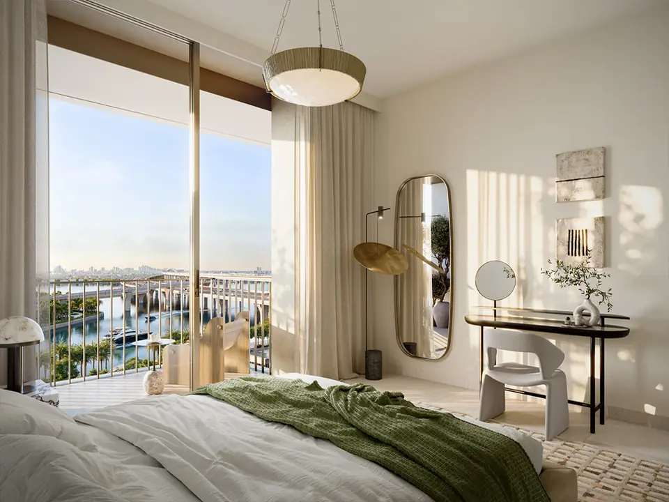 Address Residences — bedroom with water views, render (Emaar)