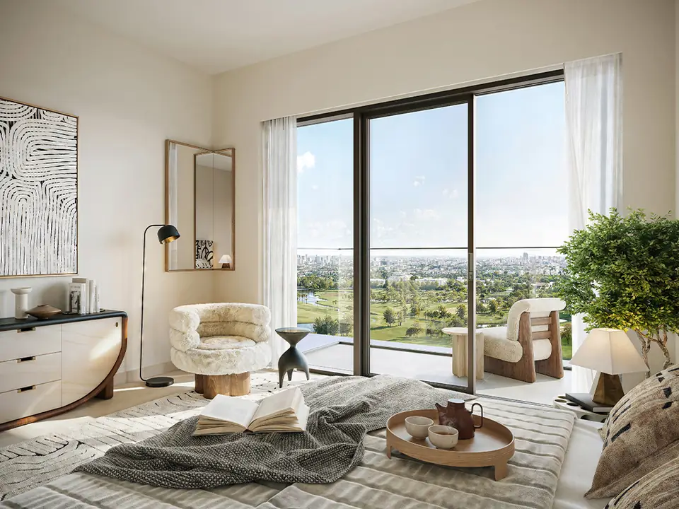 Albero — bedroom overlooking the parkland, render (Emaar)