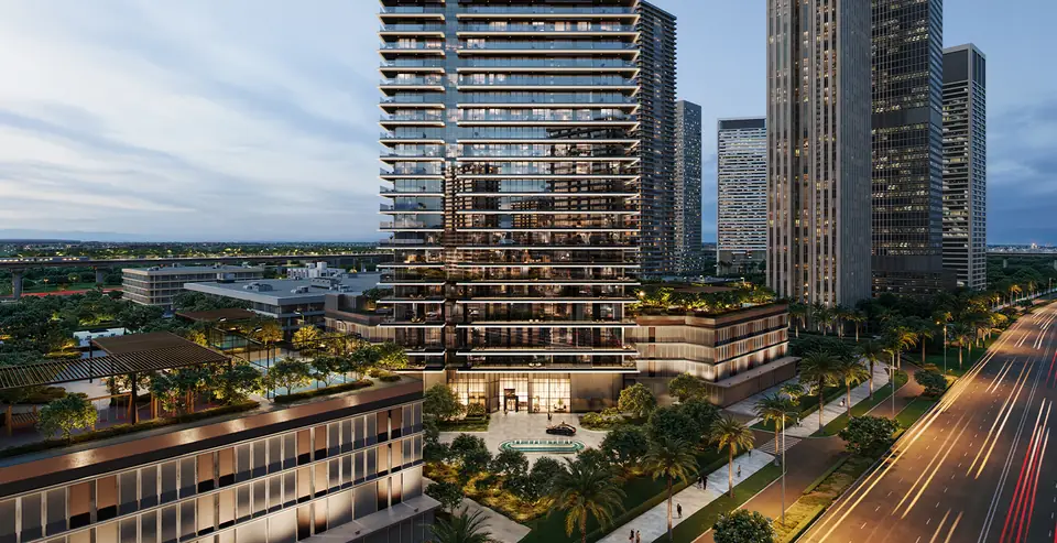 Altan — the tower at dusk beside Green Gate, render (Emaar)