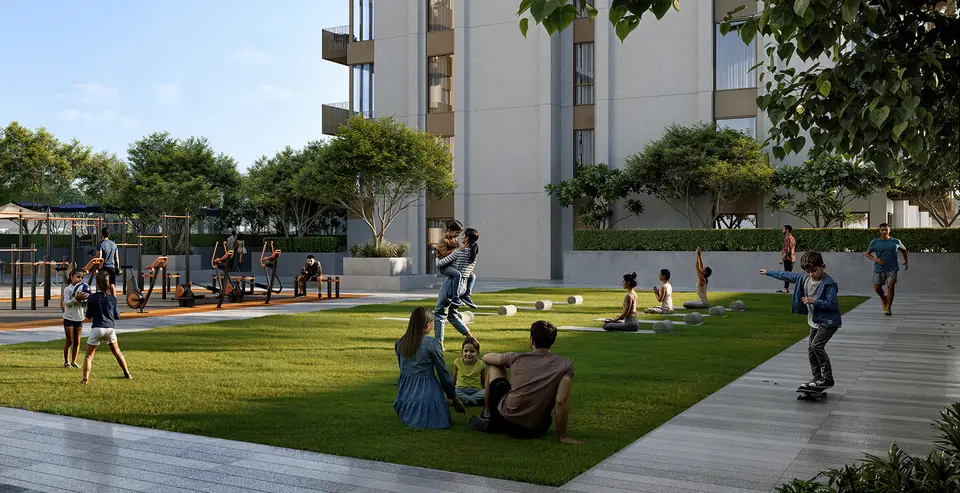 Altus — the lawn beside the tower, render (Emaar)