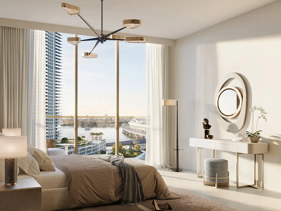 ARLO — bedroom overlooking the water, render (Emaar)