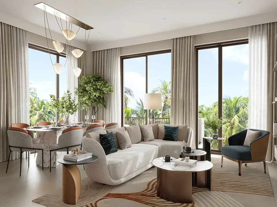 Cedar — living and dining room, render (Emaar)