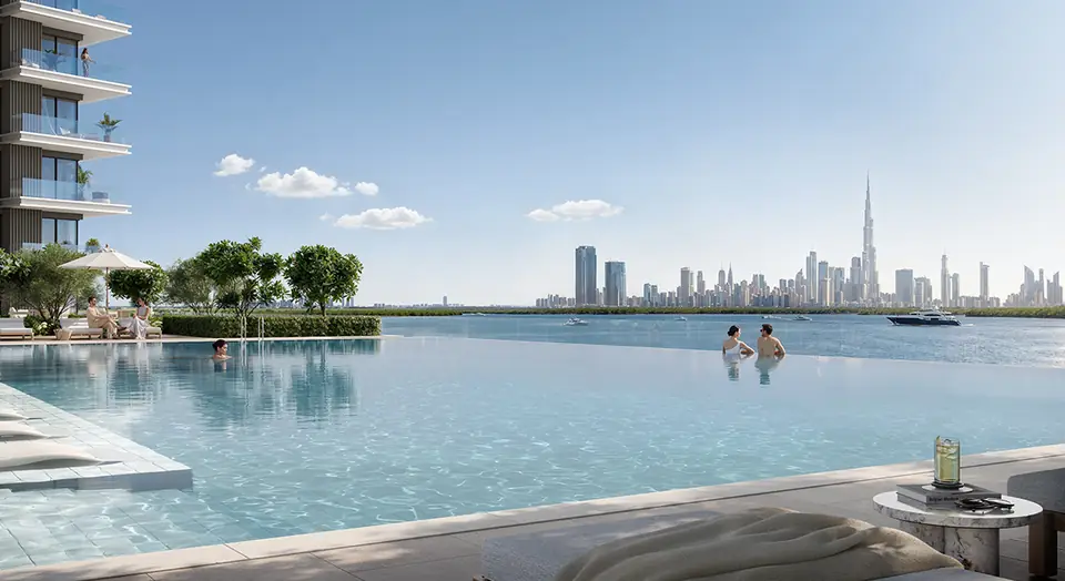 Creek Bay — infinity pool facing the Downtown skyline, render (Emaar)