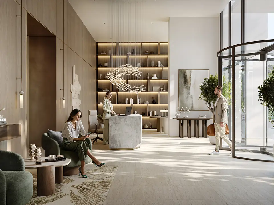 Creek Bay — residents' lobby, render (Emaar)