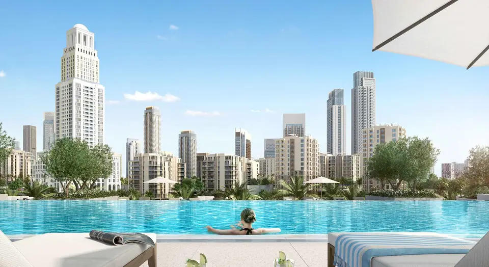 Creek Palace — infinity pool facing the skyline, render (Emaar)
