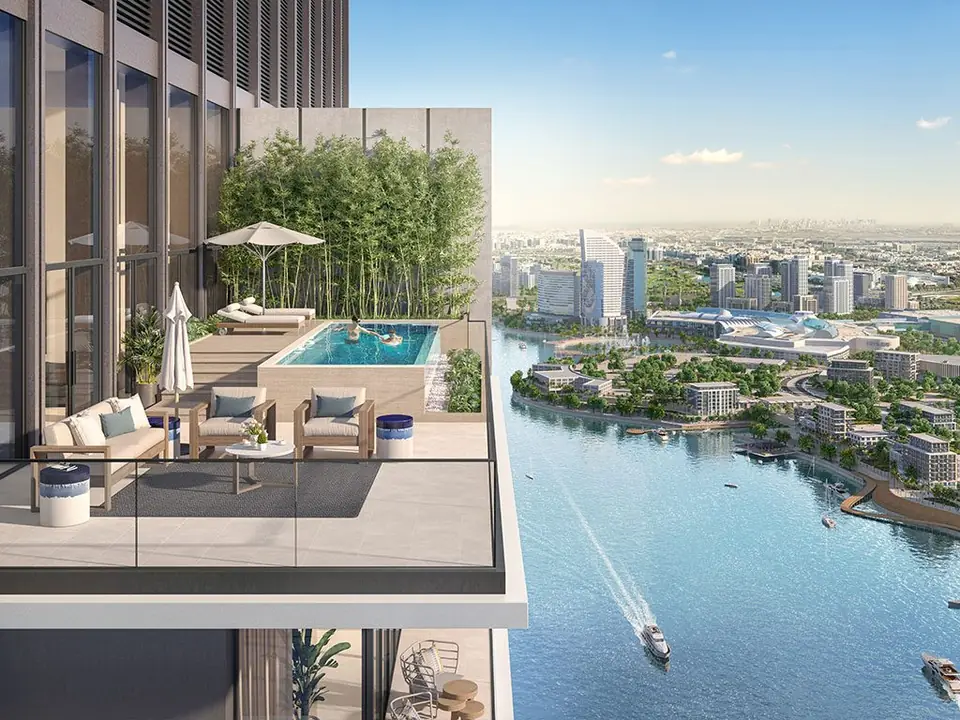 Creek Waters 2 — rooftop terrace and plunge pool over the Creek, render (Emaar)
