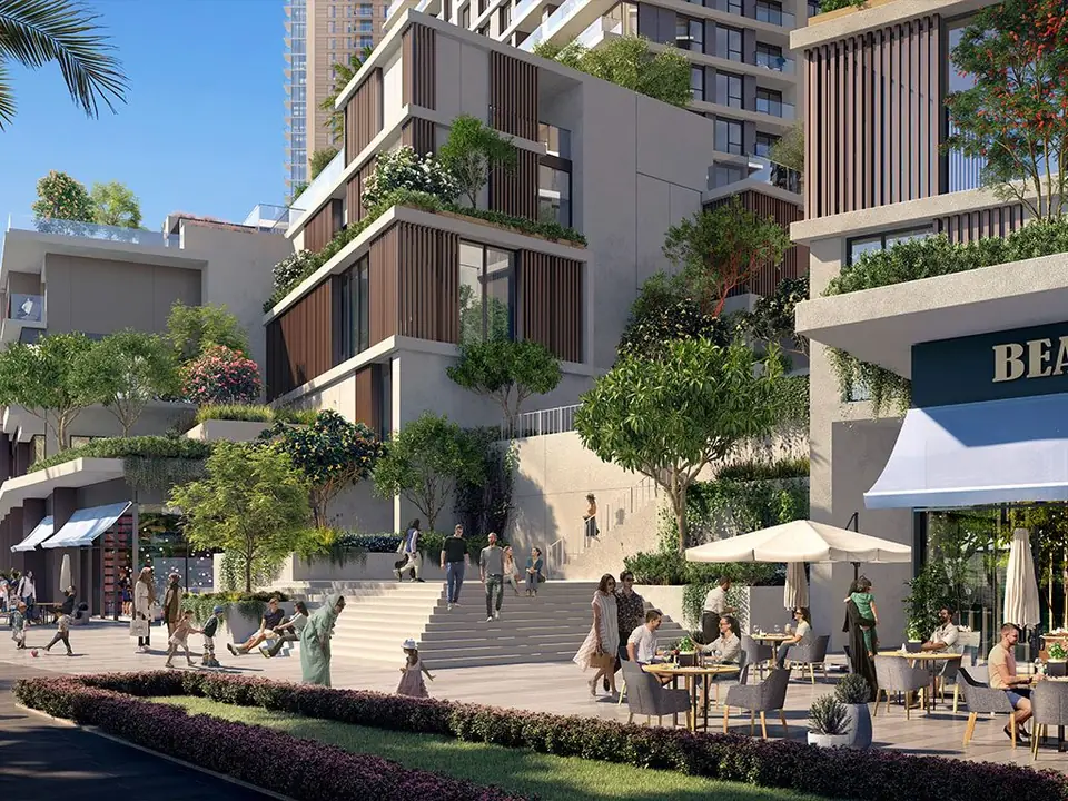 Creek Waters 2 — podium retail and cafés, render (Emaar)