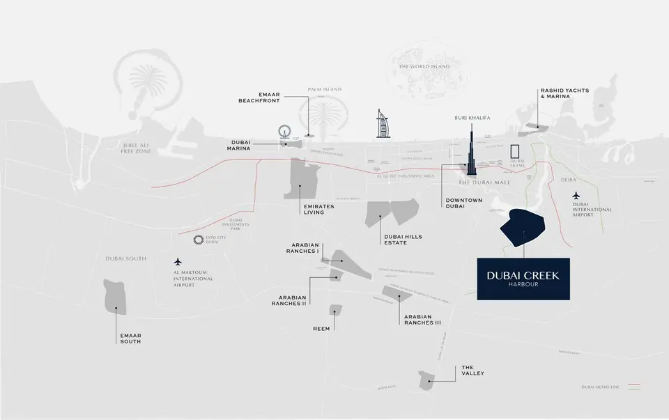 Dubai Creek Harbour on Emaar's location map — Emaar