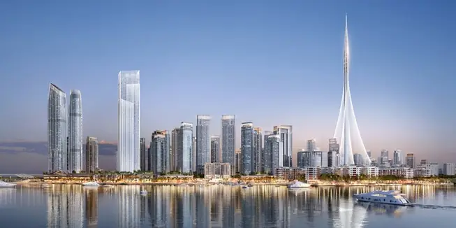Creek Island skyline with the planned Dubai Creek Tower — render (Emaar, 2018 launch release)