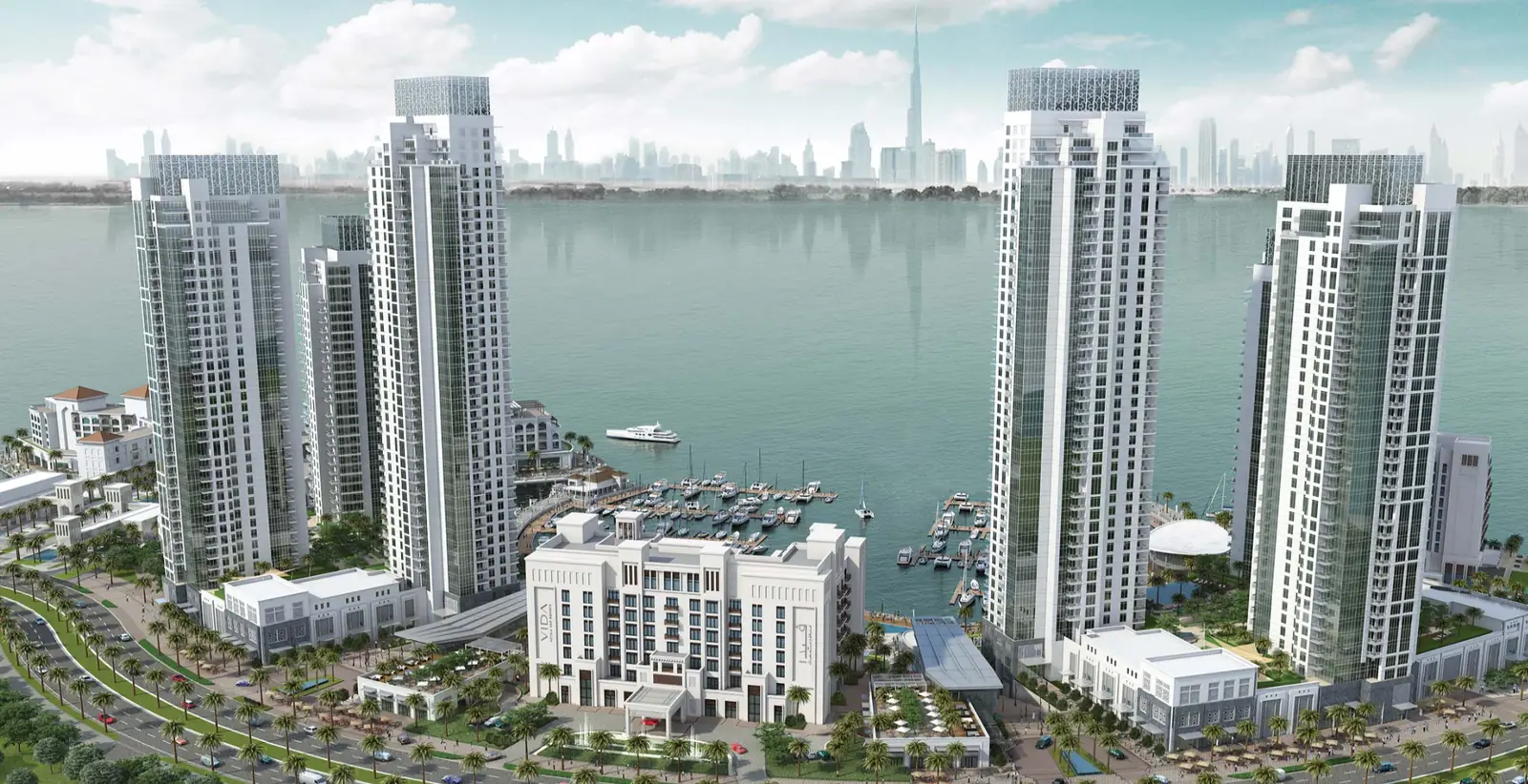 Dubai Creek Residences — the towers on the Creek Island waterfront, render (Emaar)