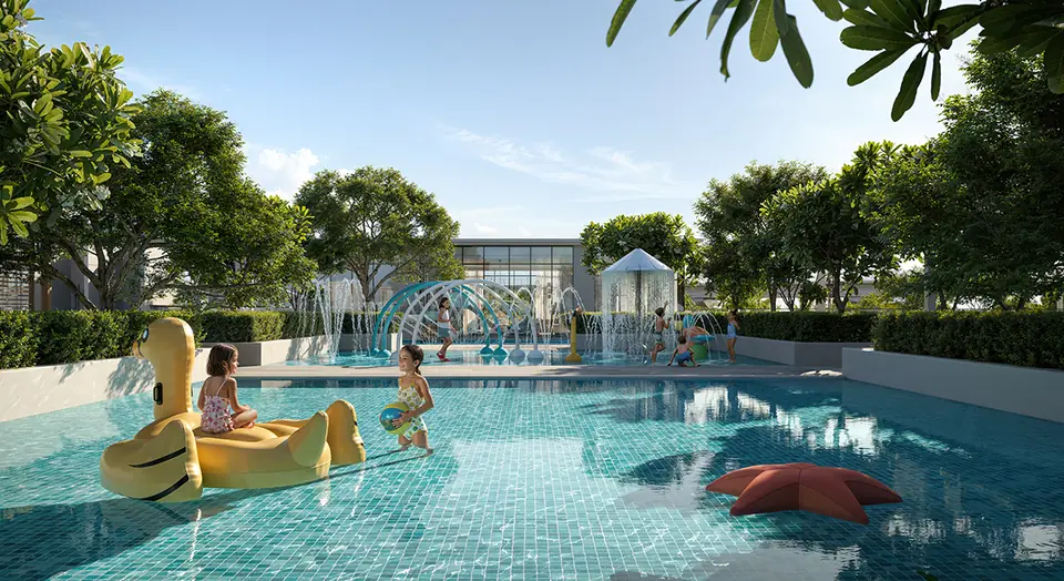 Lyvia by Palace — kids' splash pool, render (Emaar)