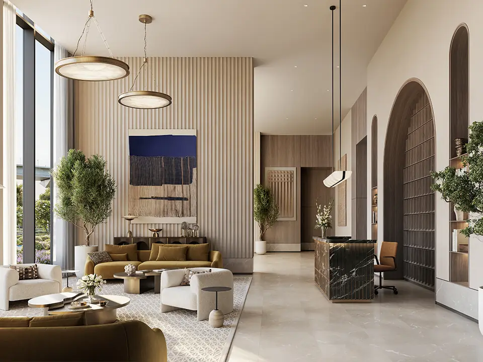Lyvia by Palace — residents' lobby, render (Emaar)