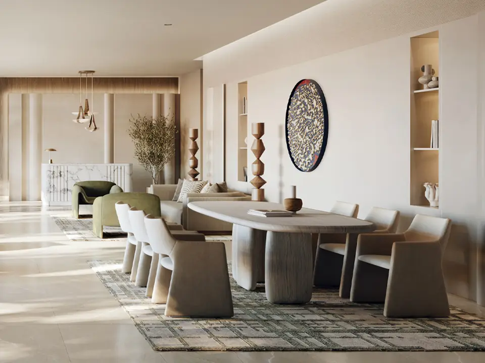 Oria — dining room, render (Emaar)