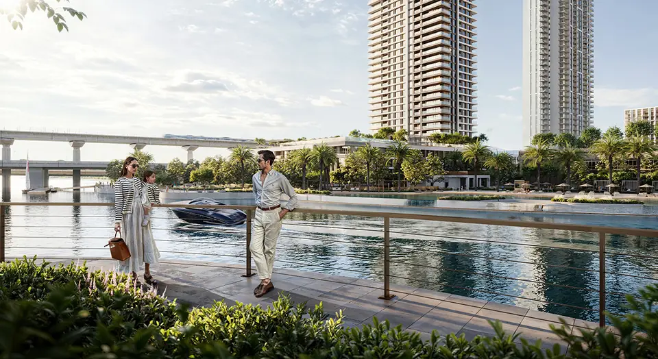 Palace Residences Creek Blue — the waterfront walkway, render (Emaar)