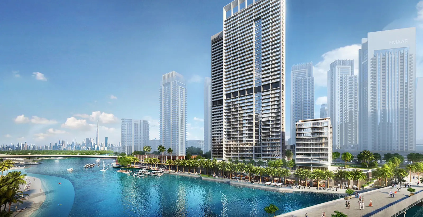 Palace Residences — the tower on the Creek Island waterfront, render (Emaar)