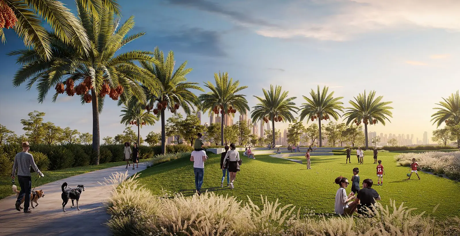 Savanna — the park lawn at Creek Beach, render (Emaar)