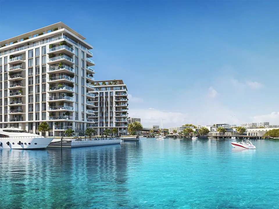 The Cove — the lagoon with boats passing, render (Emaar)