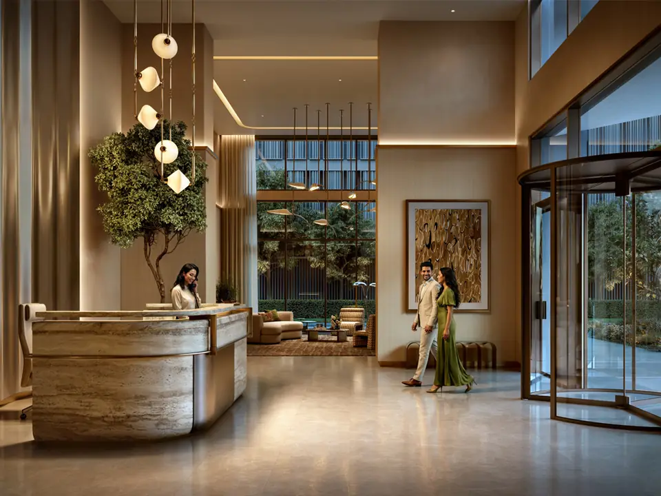 Valia — residents' lobby, render (Emaar)
